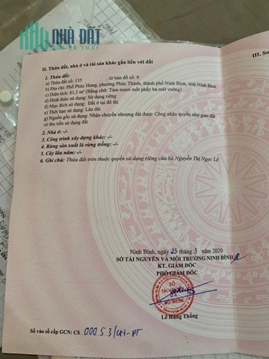 CHÍNH CHỦ CẦN BÁN Lô Đất Đẹp Tại Phường Phúc Thành Thành Phố Ninh Bình