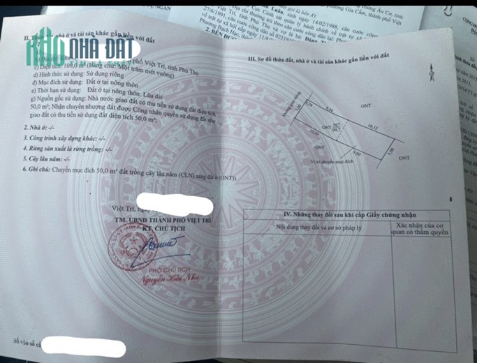 Chính chủ cần bán nhanh Lô đất Thuộc Khu 8 Hy Cương – TP Việt Trì – Tỉnh Phú Thọ.