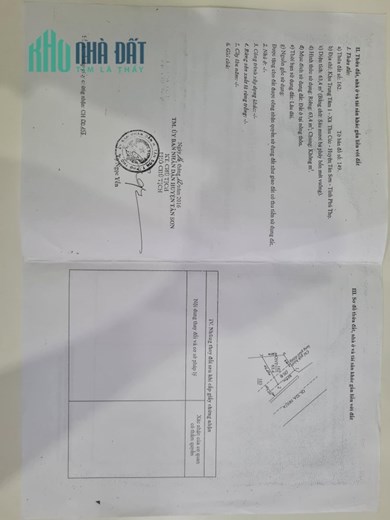 Chính chủ cần bán Lô đất tặng nhà Thuộc Khu Trung Tâm 1 – Xã Thu Cúc – Huyện Tân Sơn – Tỉnh Phú Thọ.