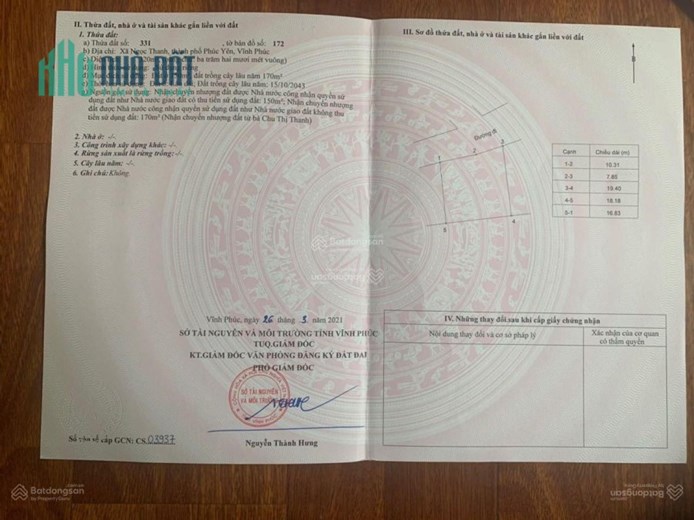 CHÍNH CHỦ CẦN BÁN Ô ĐẤT MẶT ĐƯỜNG XÃ NGỌC THANH – PHÚC YÊN – VĨNH PHÚC – CẮT LỖ 700TR.