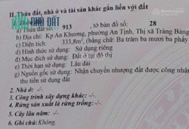 Chủ cần Bán đất TC sát KCN Trảng Bàng, Tây Ninh
