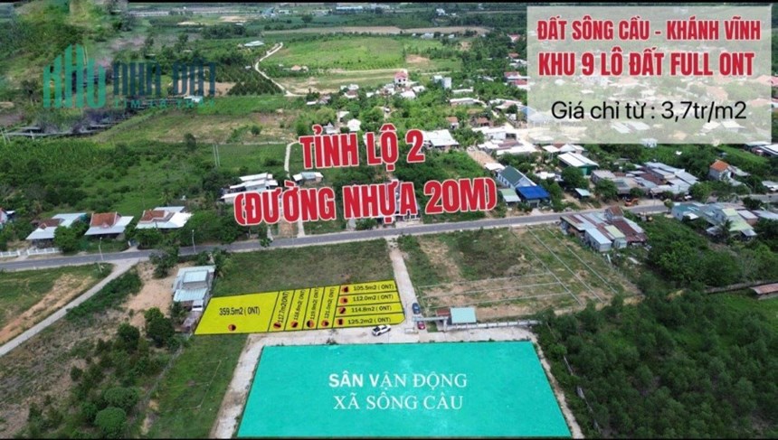 Bán đất ngay sân vận động Sông Cầu Khánh Vĩnh thổ cư 100% giá chỉ 3.7tr/m2