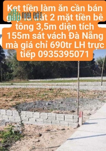 Bán gấp 155m2 đất gần Trạm Thu Phí Điện Bàn, SHR chính chủ, chỉ 690tr. Lh;0935395071