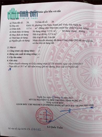 CHÍNH CHỦ Cần Bán Nhanh Lô Đất Vị Trí Siêu Đắc Địa Tại Thành Phố Vinh, Tỉnh Nghệ An.