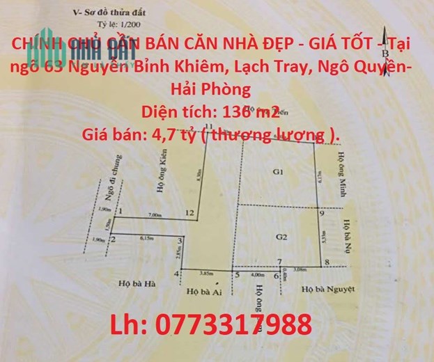 CHÍNH CHỦ CẦN BÁN CĂN NHÀ ĐẸP - GIÁ TỐT - Tại Ngô Quyền - Hải Phòng