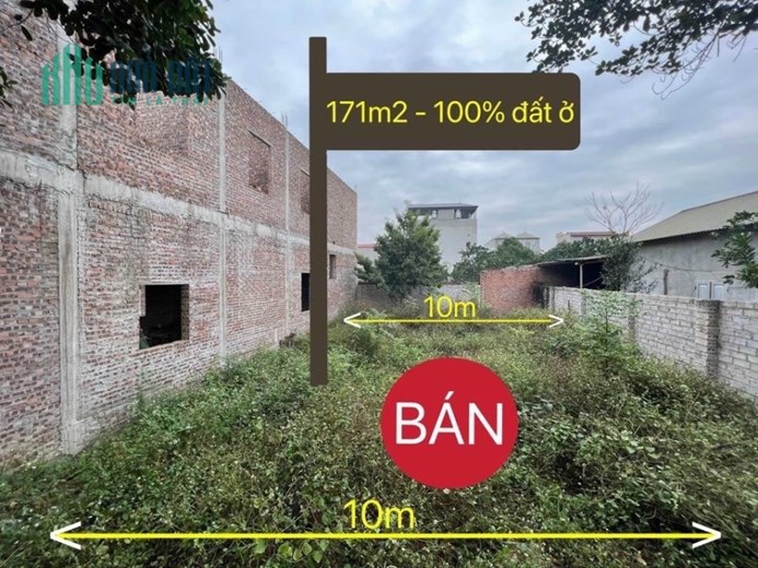 Cần bán lô 171m2, đầu đuôi 10m, chủ đang hạ giá. Cam kết làm chuẩn giá, pháp lý rõ ràng.