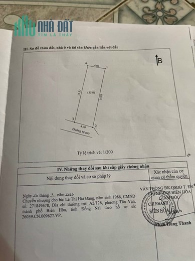 Bán gấp lô đất Bùi Hữu Nghĩa, Tân Vạn, Biên Hoà 1,15tỷ