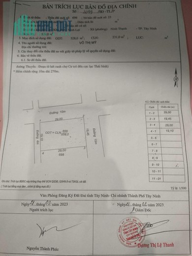 CHÍNH CHỦ XẢ NHANH LÔ ĐẤT 20 X 30M - 3 MẶT TIỀN ĐƯỜNG 10M - CÓ 320M2 THỔ CƯ - CHỈ NHỈNH 3 TỶ