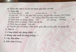 Chính chủ cần bán nhanh Lô Đất đường mới (đường D1) Thuộc Tổ 13 – Thị Trấn Việt Quang – Huyện Bắc