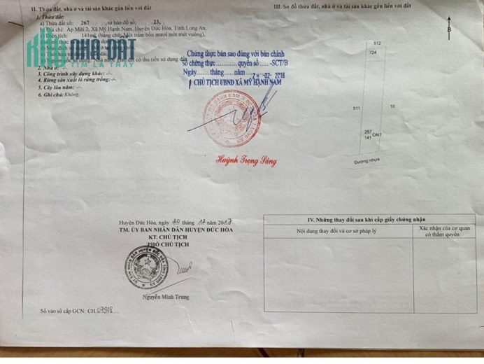 BÁN NHANH Lô ĐẤT Tại Ấp Mới 2 - Mỹ Hạnh Nam - Đức Hoà - Long An