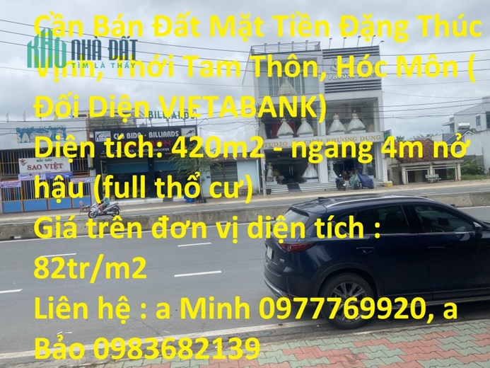 Cần Bán Đất Mặt Tiền Đặng Thúc Vịnh, Thới Tam Thôn, Hóc Môn