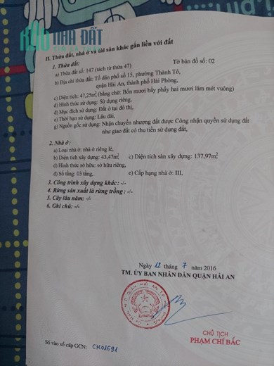 Bán nhà Ngô Gia Tự, 48m 3 tầng ngõ nông GIÁ 2.65 tỉ gần Chợ Cát Bi