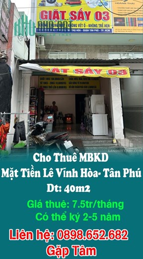 Cho Thuê MBKD Mặt Tiền Lê Vĩnh Hòa- Tân Phú