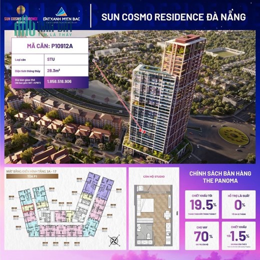 Căn Studio [ĐỘC QUYỀN] tại Tầng 9 dự án Sun Cosmo Residence Đà Nẵng