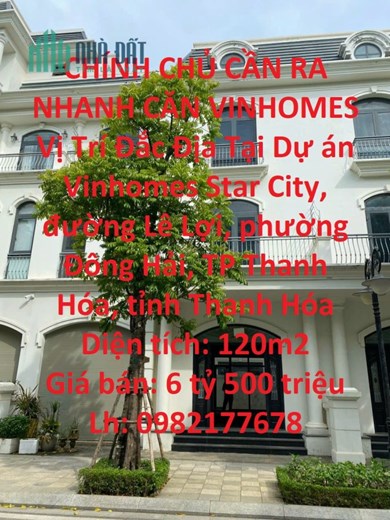 CHÍNH CHỦ CẦN RA NHANH CĂN VINHOMES Vị Trí Đắc Địa Tại TP Thanh Hóa, tỉnh Thanh Hóa