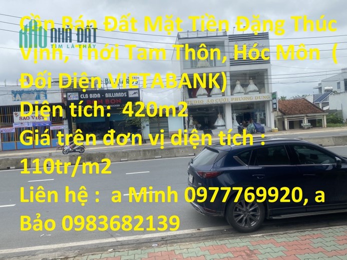 Cần Bán Đất Mặt Tiền Đặng Thúc Vịnh, Thới Tam Thôn, Hóc Môn
