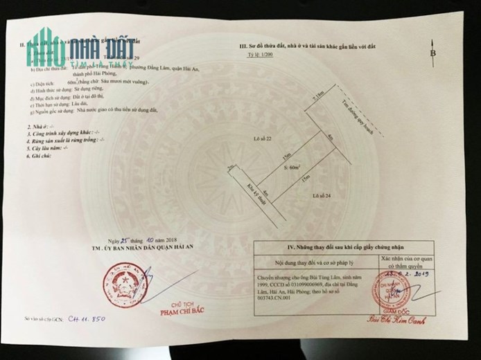 Bán đất mặt đường tuyến 2 Lê Hồng Phong lô 15, diện tích 60m, GIÁ 76 tr/m