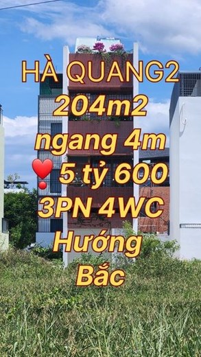 HÀ QUANG 2 NHA TRANG 204M2 NHÀ 3 TẦNG 3PN4WC. DT 204M2 HƯỚNG BẮC SỔ HỒNG HOÀN CÔNG