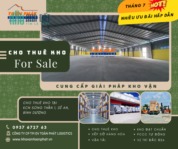 CHO THUÊ KHO GẤP tại KCN Sóng Thần 1, kho gần GA SÓNG THẦN, PCCC tự động