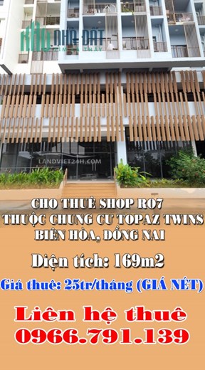 CHO THUÊ SHOP RO7 THUỘC CHUNG CƯ TOPAZ TWINS BIÊN HÒA, ĐỒNG NAI