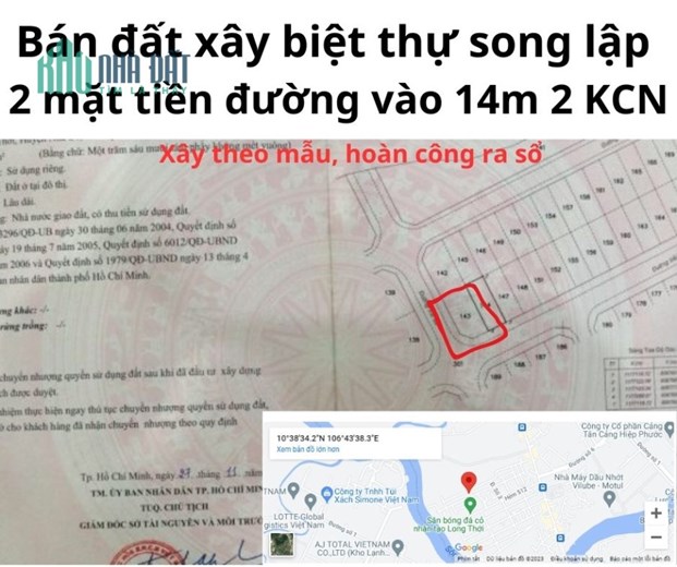 Bán đất 2 trước mặt xây căn biệt thự độc lập khu người ở bộ công an 2 khu CN cực tiềm lực