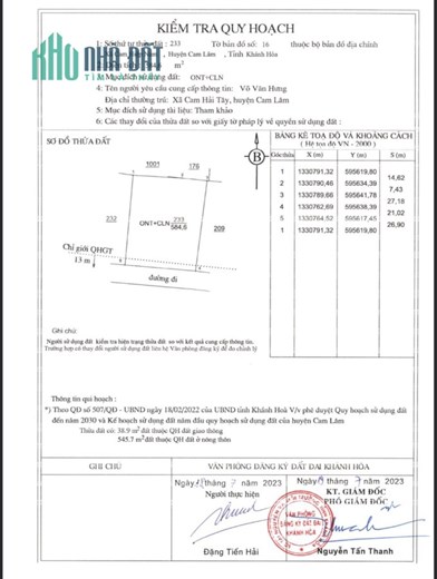 ĐẤT ĐẸP - GIÁ TỐT - Cần Bán Lô Đất Đẹp Tại  Xã Cam Hiệp Nam, Huyện Cam Lâm, Tỉnh Khánh Hòa