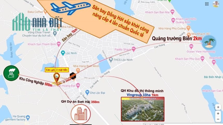 Chủ cần tiền bán gấp cắt lỗ sâu lô đất mặt tiền Hồ Tùng Mậu Lộc Ninh gần sân bay Đồng Hới