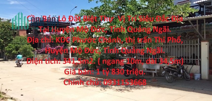 Cần Bán Lô Đất Biệt Thự  Vị Trí Siêu Đắc Địa Tại Huyện Mộ Đức, Tỉnh Quảng Ngãi.