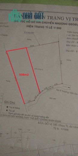BÁN ĐẤT VƯỜN ĐƯỜNG TRƯƠNG VĂN ĐA, 508.3 m2, (13x39.1), TÂN NHỰT, HUYỆN BÌNH CHÁNH. 4tr/m2