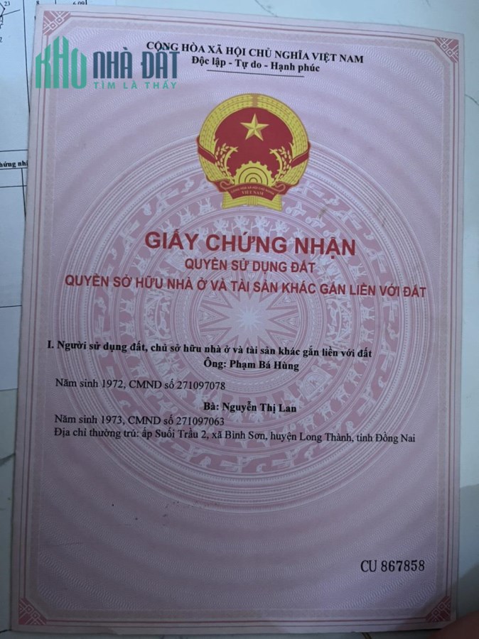 ĐẤT CHÍNH CHỦ- GIÁ ƯU ĐÃI Cần Bán Nhanh Lô Đất Tại Long Thành - Đồng Nai