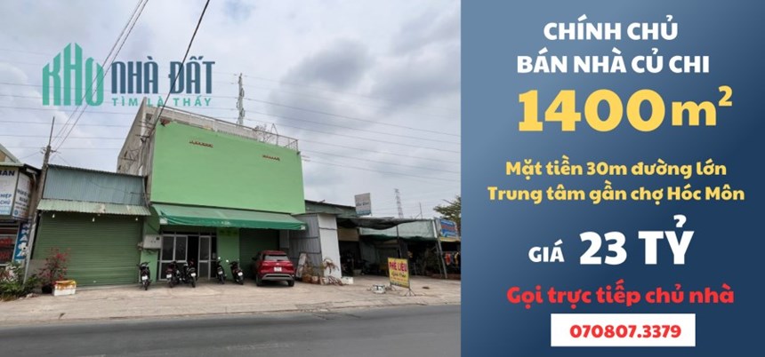 Chính chủ cần bán căn nhà 3 tầng diện tích 1400 m2 mặt tiền ngay ngã ba Võ Văn Bích với Bình Mỹ,