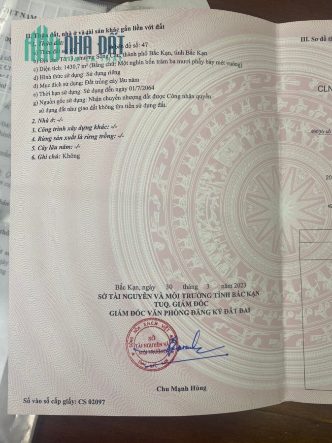Chính chủ cần bán nhanh lô đất CÂY LÂU NĂM, TRUNG TÂM THÀNH PHỐ BẮC KẠN.