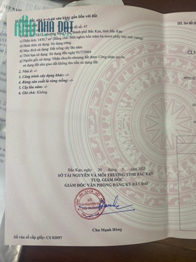 Chính chủ cần bán nhanh lô đất CÂY LÂU NĂM, TRUNG TÂM THÀNH PHỐ BẮC KẠN.