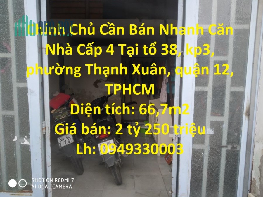 Chính Chủ Cần Bán Nhanh Căn Nhà Cấp 4 Tại quận 12, TPHCM