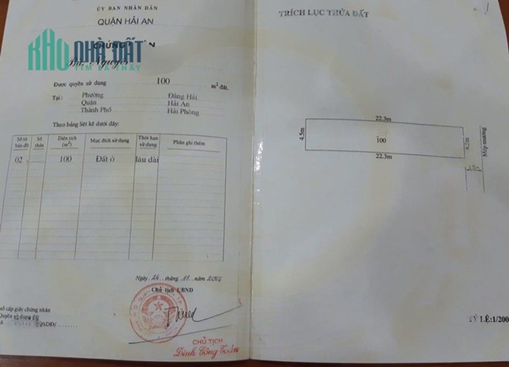 Bán gấp lô đất 100m2 mặt đường Phố Bảo Phúc - Hải An - Hải Phòng.