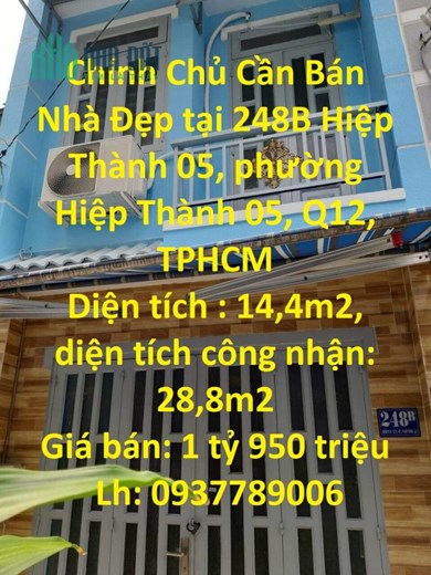 Chính Chủ Cần Bán Nhà Đẹp tại quận 12, TPHCM