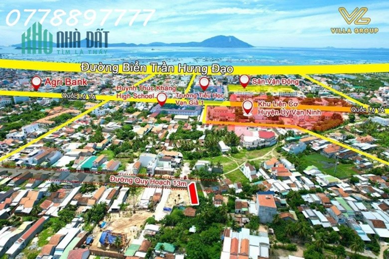 ĐẤT TRUNG TÂM THỊ TRẤN VẠN GIÃ, CÁCH BIỂN 500 MÉT, ĐƯỜNG RỘNG 13M