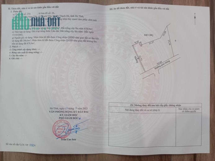 Đất chính chủ - Giá ưu đãi cần bán nhanh lô đất tại xã Thạch Văn, Thạch Hà, Hà Tĩnh.