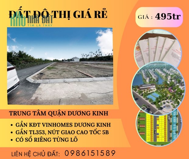 Bán lô đất giá rẻ ngay ủy ban phường Hòa Nghĩa quận Dương Kinh HP