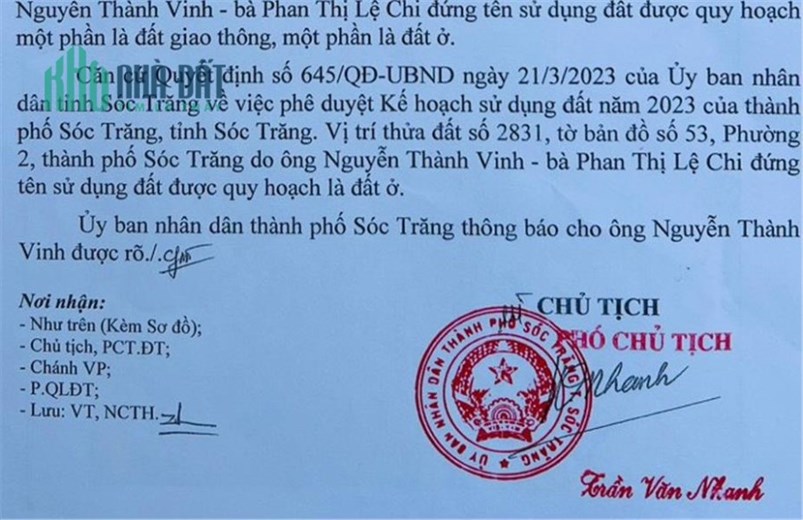 CHÍNH CHỦ CẦN BÁN NHANH Lô Đất Nền Mặt Tiền Lớn Vị Trí Tại Phường 2 -TP Sóc Trăng
