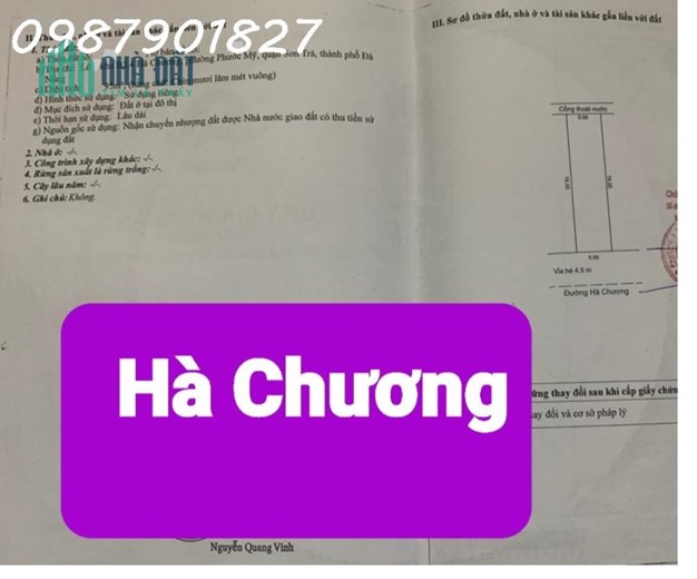 🔴Chính chủ Bán đất đường Hà Chương - Sơn Trà - Đà Nẵng
