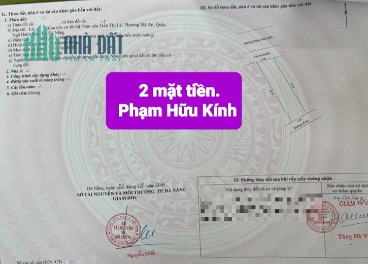 🔴💥Bán lô đất lô góc 2 mặt tiền đường Phạm Hữu Kính