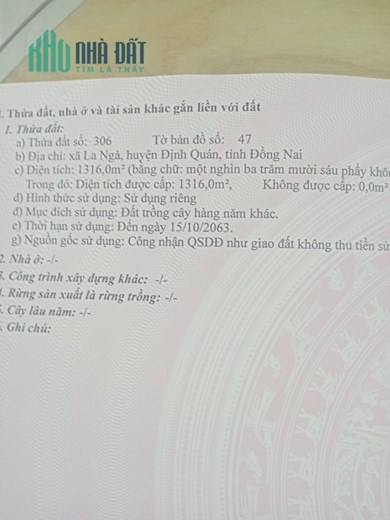 Chính Chủ Cần Bán 5 Lô Đất Liền Kề tại Định Quán, Đồng Nai