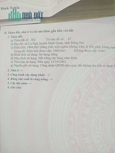 Chính Chủ Cần Bán 5 Lô Đất Liền Kề tại Định Quán, Đồng Nai