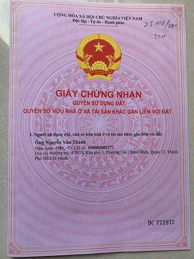 CẦN BÁN CĂN NHÀ ĐẸP TẠI PHƯỜNG TÂN CHÁNH HIỆP - QUẬN 12 - TP. HỒ CHÍ MINH