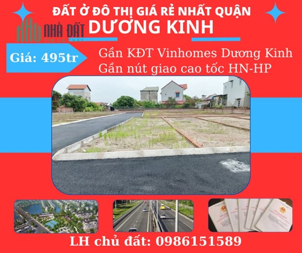 Bán lô đất phố giá rẻ sát khu đô thị Vinhomes Dương Kinh. giá hơn 400tr