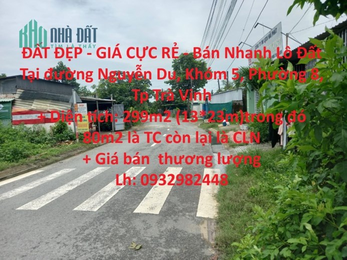 ĐẤT ĐẸP - GIÁ CỰC RẺ - Bán Nhanh Lô Đất Tại Phường 8 - TP Trà Vinh