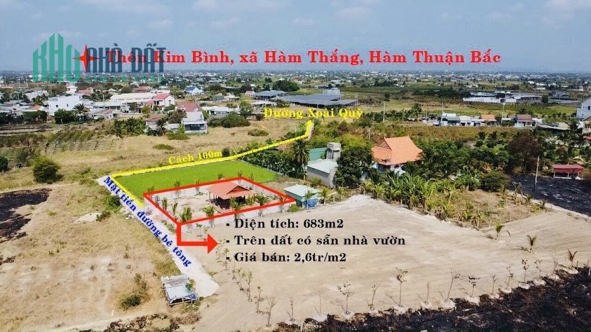 Bán đất tặng nhà vườn Hàm Thắng - Gần Đường nhựa Xoài Quỳ