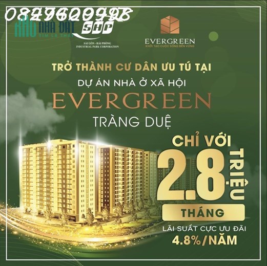 ĐỪNG THUÊ PHÒNG TRỌ NỮA, HÃY SỞ HỮU NGAY CĂN HỘ TẠI EVERGREEN TRÀNG DUỆ CHỈ VỚI 2,8 TRIỆU/THÁNG