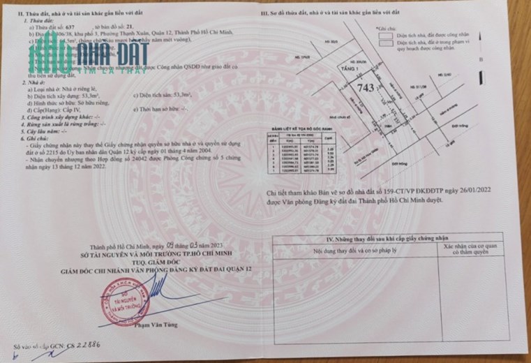 Đất đẹp 5.2x12.3m, hướng DN, hẻm rộng 4.5m tại Thạnh Xuân 38